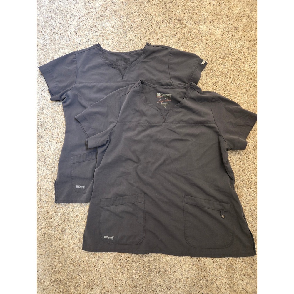Grey's‎ Anatomy by Barco Signature Scrub Tops Set of 2 XL Charcoal Gray